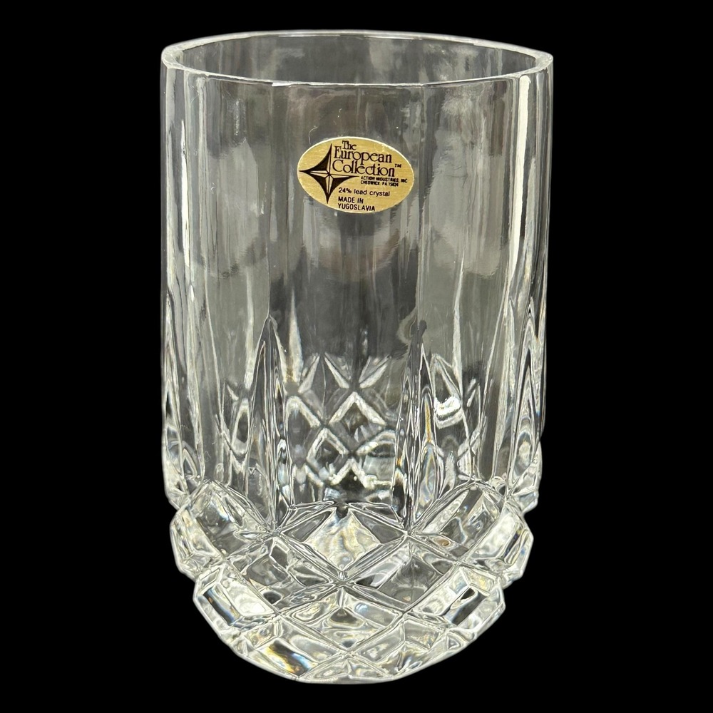 VTG‎ European Collection 24% Lead Crystal Tumbler Glass Yugoslavia Diamond Cut